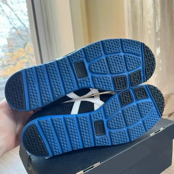 Onitsuka Tiger Rio Runner Trainers Sneaker Shoes Black Blue White Mens 9.5 - Picture 8 of 9